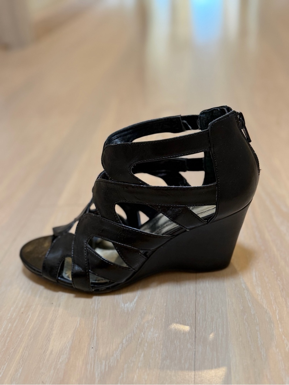 Style&Co Women's Black Cutout Wedge Sandals